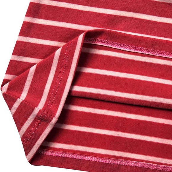 LilyCoco Women's Mock Neck Tops Red White Striped Long Sleeve Shirt, L - Picture 9 of 9